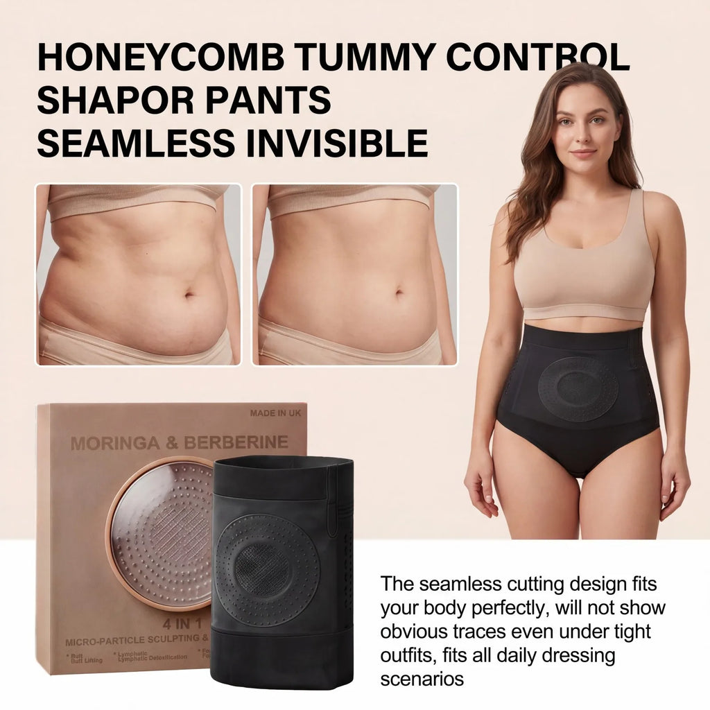 Zeriluna Honeycomb High Waist Tummy Control Pants – Women Shaping Pants HIP