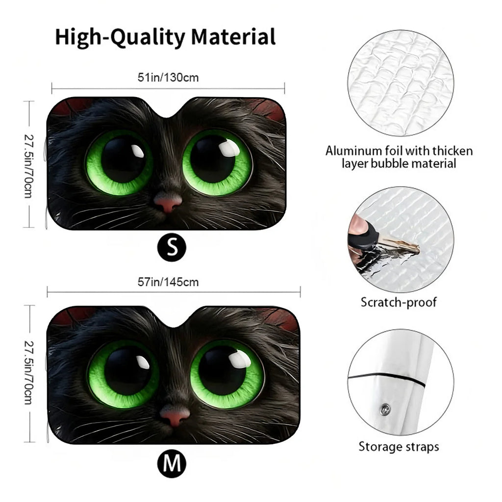 Cat-Shaped Foldable Car Sunshade – Cute Big Eyes UV Block Car Windshield Sunshade HIP