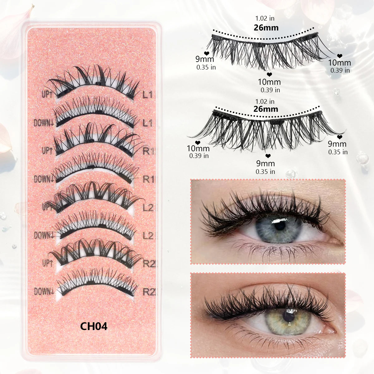 1/2 Pair Reusable Magnetic Eyelashes Tweezers Set Faux Mink Lashes Handmade 3D Natural False Eyelashes and Magnetic Tweezers Set HIP 2 pairs-CH04