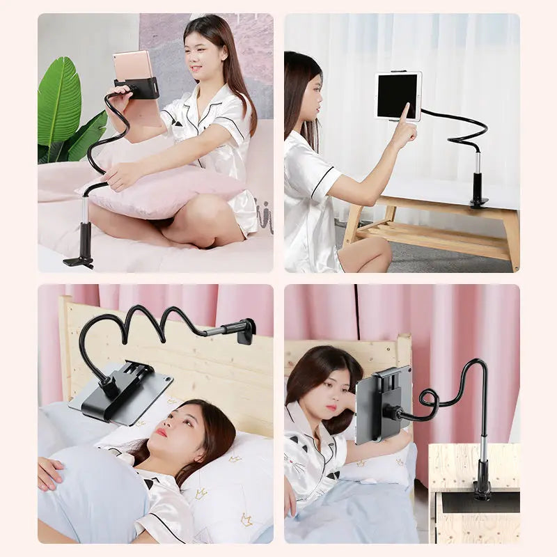 Gooseneck Tablet & Phone Holder – Flexible 360° Clip Bed Stand Tablet Phone Stand HIP