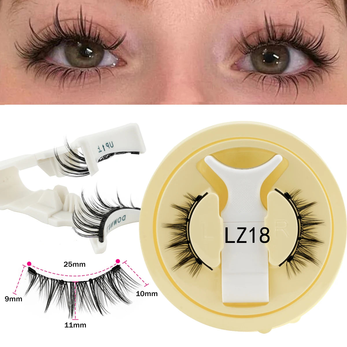 Hot Magnetic Eyelashes Set 1 Pair Reusable No Glue Needed False Eyelashes with Magnetic Tweezers Curly Faux Lashes Makeup Tool HIP 1Pair LZ18
