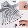 12-Pc Eyeliner & Eyebrow Brush Set – Thin Blade Precision Eye Makeup Brush Set HIP C705-Silver 12pcs