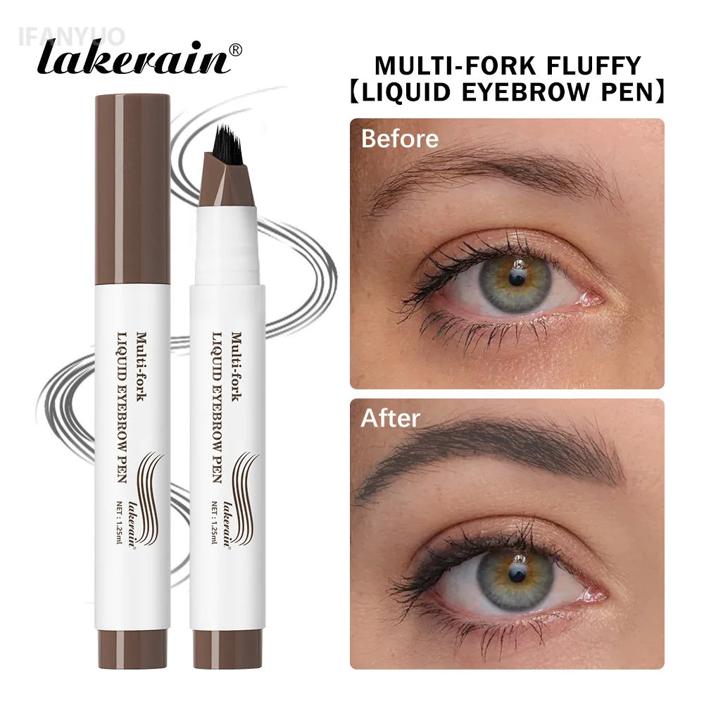 Long Lasting 4D Wild Eyebrow Pen Multi Forks Liquid Pen Tip Fine Sketch Natural Dark Brown Liquid Tattoo Brow Waterproof Makeup HIP