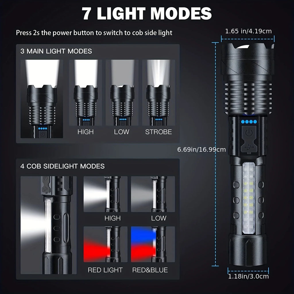 ESMARTER 30W LED Flashlight 1000 Lumens Rechargeable Zoomable LED Flashlight Torch HIP