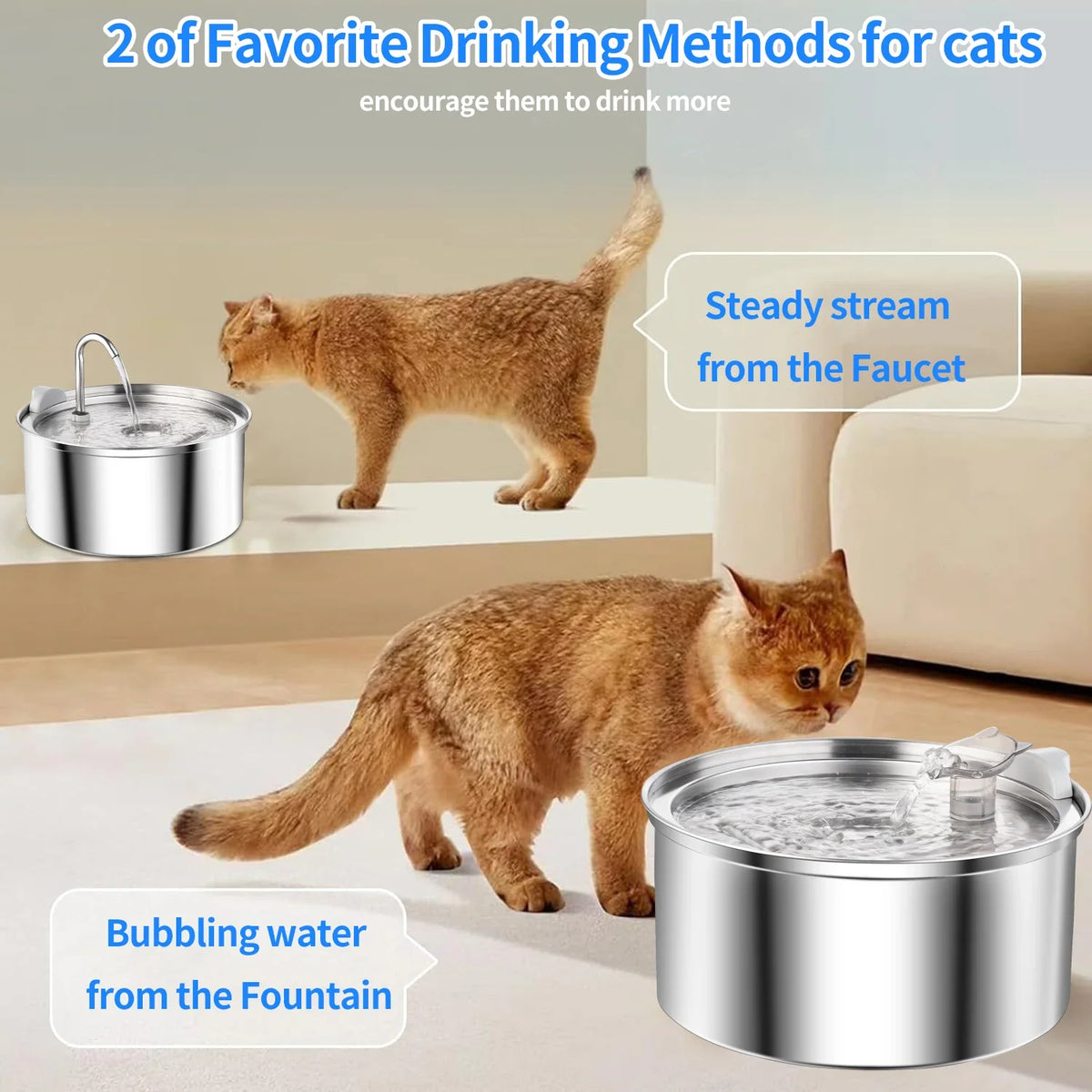 Cat Water Fountain Automatic Cat Drinker Drinking Fountain For Cats Dogs Pet Water Dispenser Accessories Stainless Steel HIP