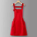 Waterproof Apron with Bow Tie & Pockets | Salon & Kitchen Waterproof Work Apron HIP Red