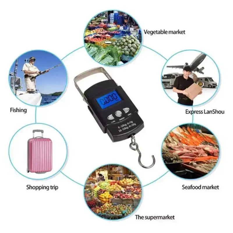 50kg Portable Digital Hanging Scale with Retractable Tape Digital Hanging Scale HIP