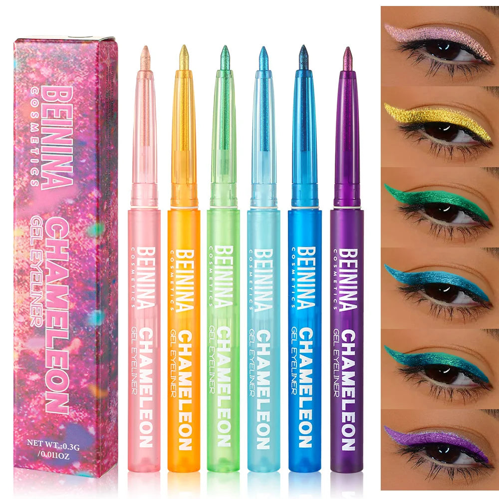 Shiny Chameleon Green Eyeliner Gel Metallic Eyeshadow Multicolor Eye Liner Pearlescent Polarized Glitter Eye Pigment Makeup HIP