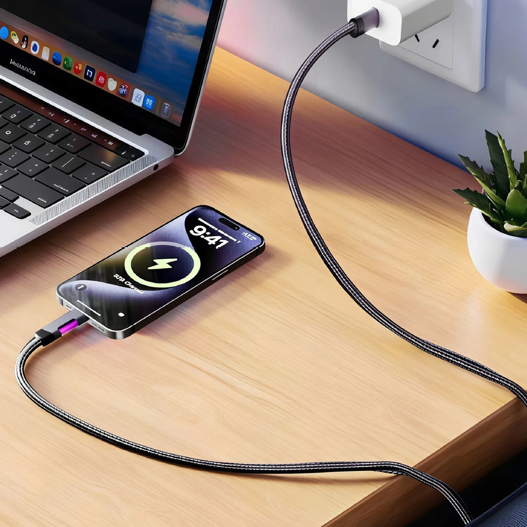 BESY LED USB-C Fast Charging Cable – 3A Braided PD Cord USB-C Charging Cable HIP