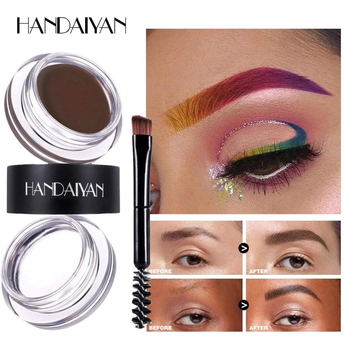 Handaiyan 2-in-1 Waterproof Eyebrow Wax & Tint Pomade | 8 Shades Eyebrow Pomade HIP