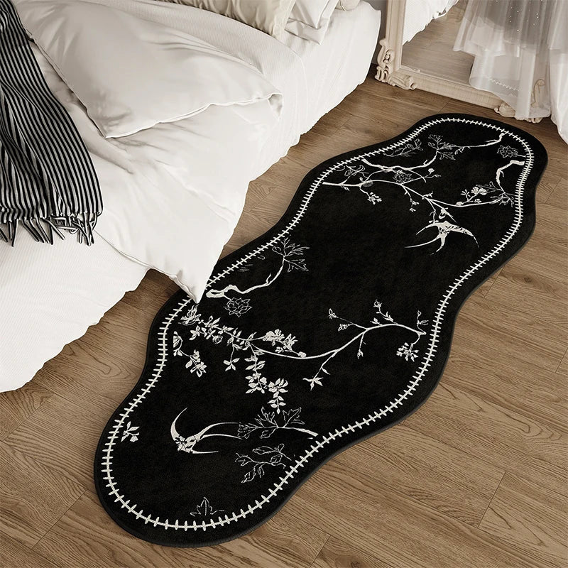 Retro Floral Loop-Pile Bedroom Rug – Soft Polyester Mat Area Rug HIP GU6740-QD 60x220cm