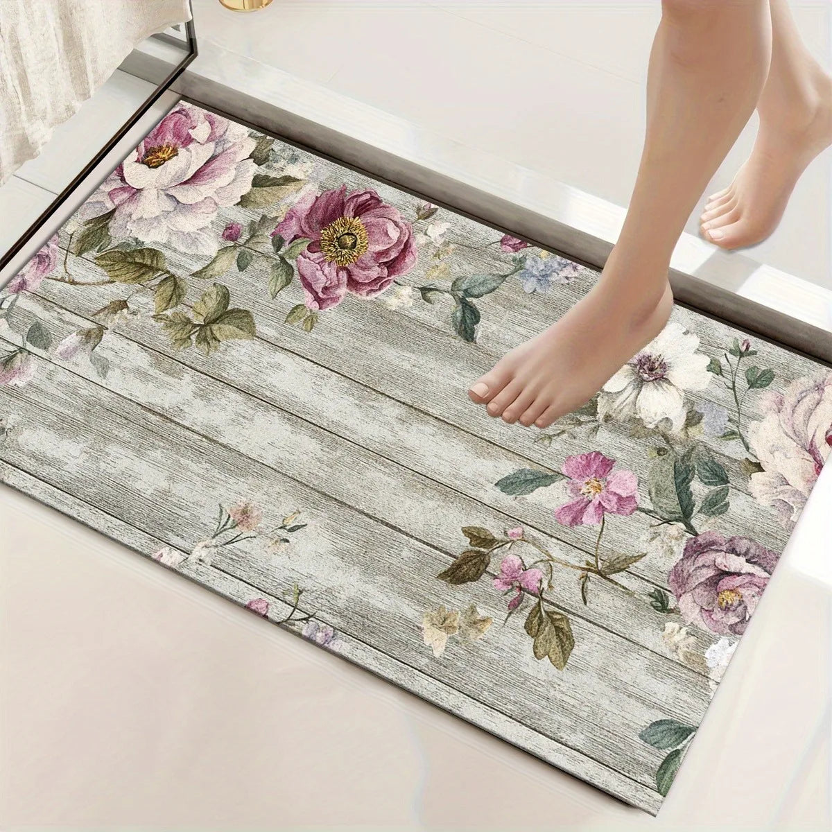 Retro Floral Floor Mat – Anti-Slip, Washable Doormat Decorative Floor Mat HIP