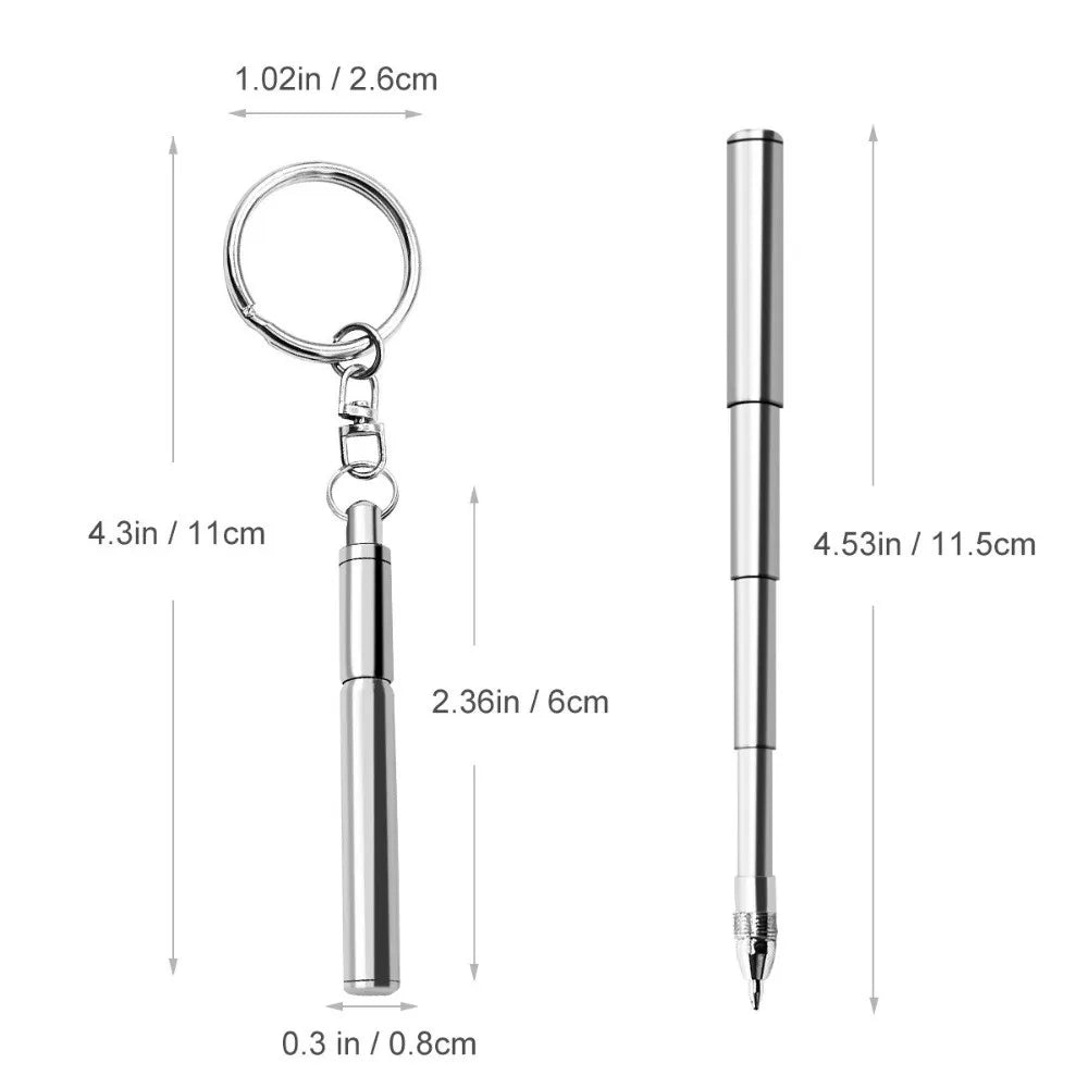 Telescopic Mini Keychain Pen – Stainless Steel EDC Keychain Ballpoint Pen HIP