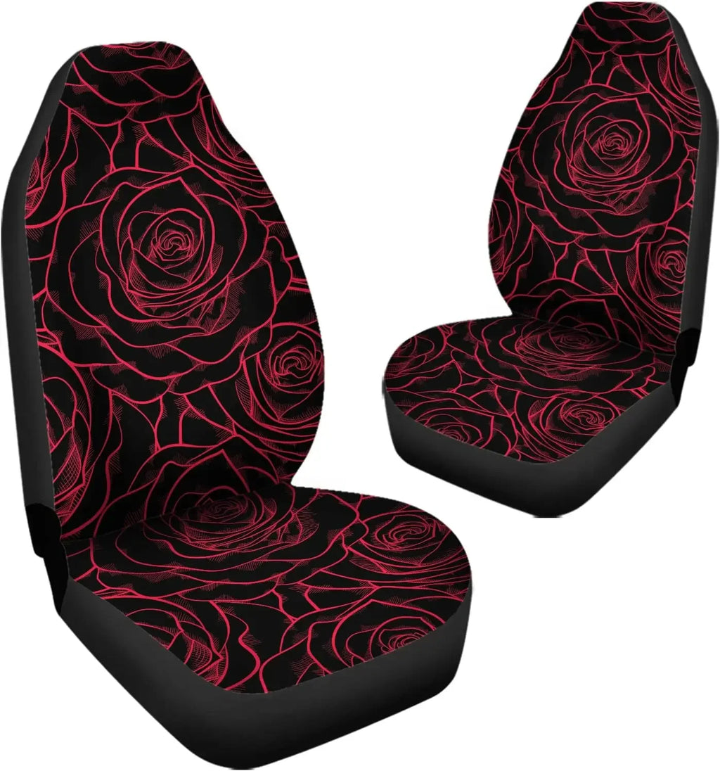 Red Rose Paisley Car Seat Covers – 2-Piece Front Set Car Seat Covers HIP