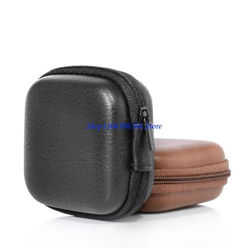 Portable PU Leather Zipper Earbud & Headset Carrying Case Headphone Carrying Case HIP