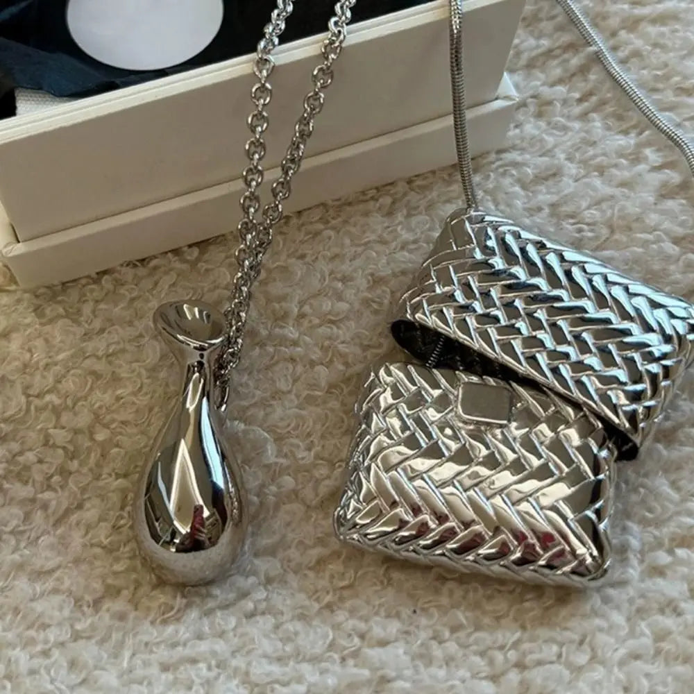 Long Link Chain Necklace with Mini Bag & Bottle Pendant Fashion Pendant Necklace HIP