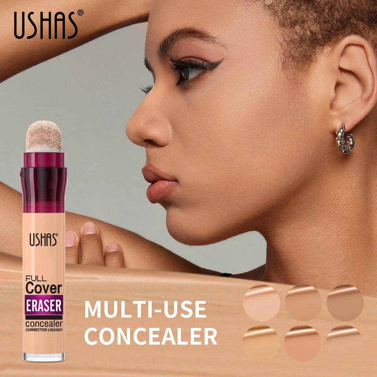 USHAS Sponge Tip Concealer – 12 Shades, Full Cover Waterproof Liquid Concealer HIP