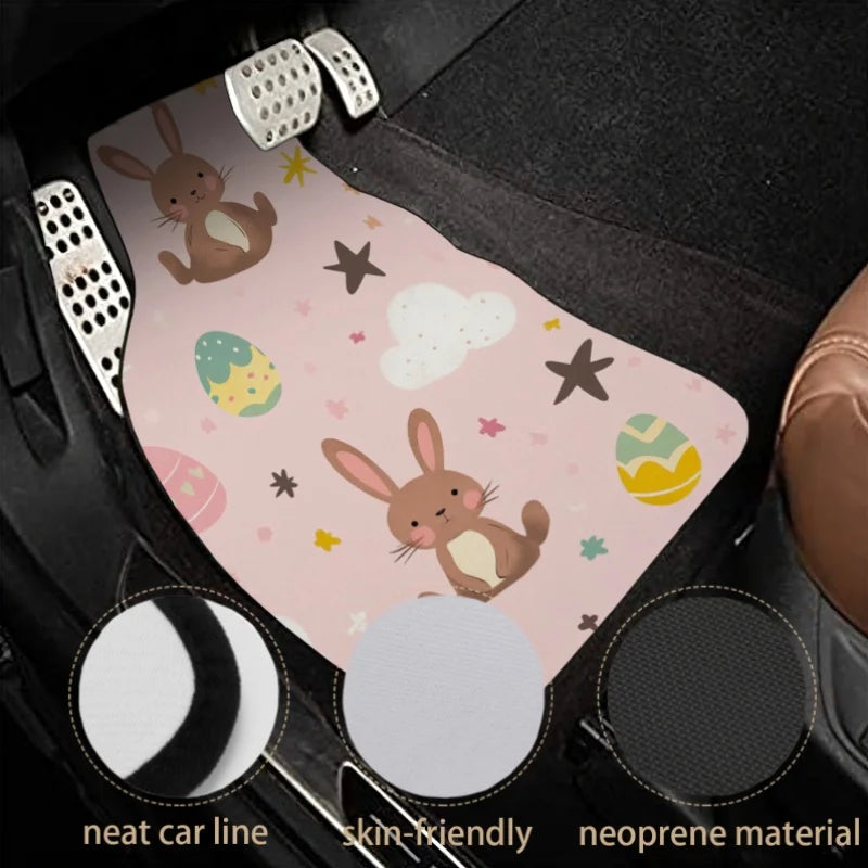 Easter Bunny Car Floor Mats Set of 4 – Non-Slip Universal Car Floor Mats HIP