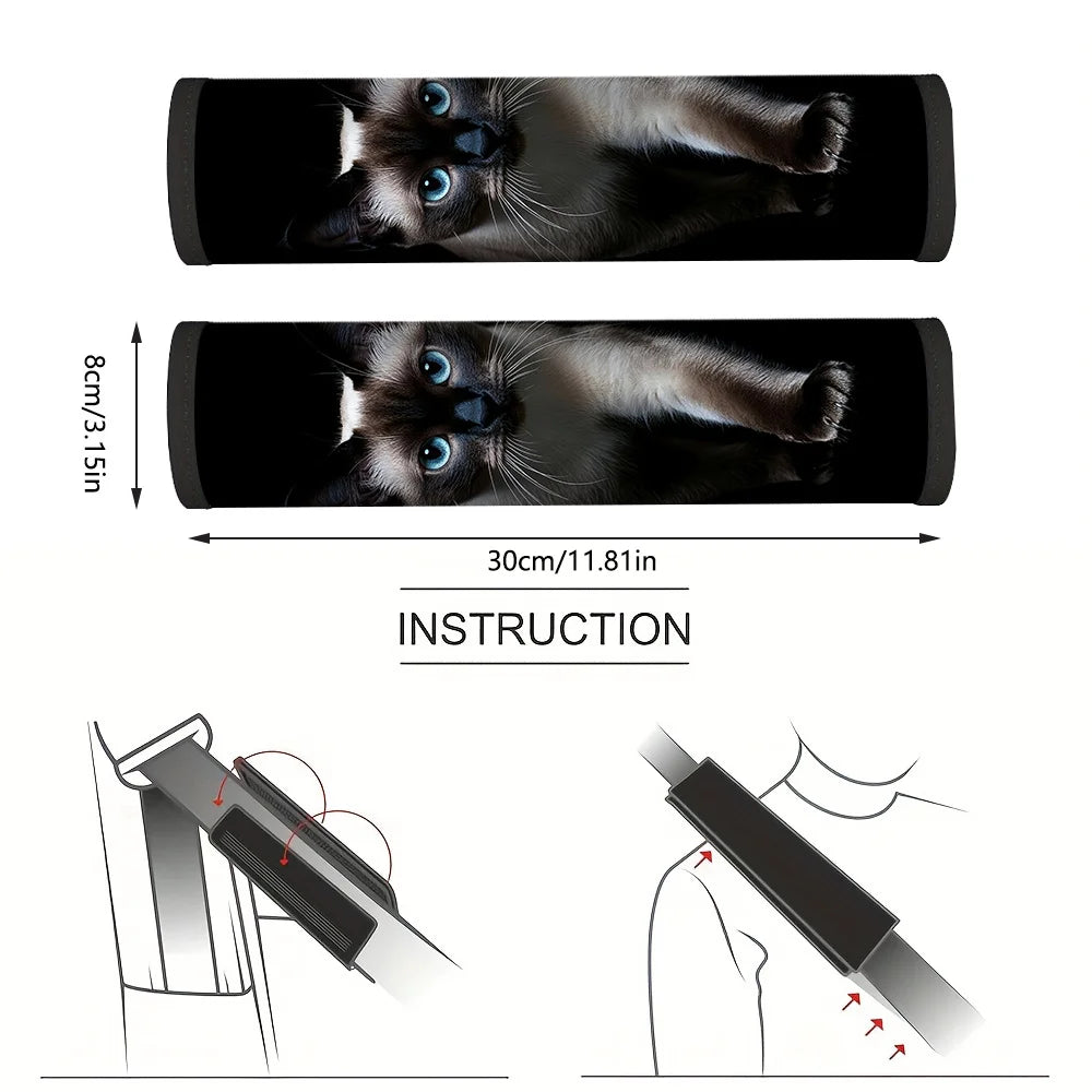 2-Pack Siamese Cat Car Seat Belt Covers – Cat Lover Gift Car Seat Belt Cover HIP black