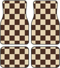 Brown Checkered Car Floor Mats Set of 4 – All Weather Anti-Slip Car Floor Mats HIP black