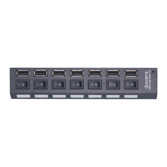 7-Port USB 2.0 Hub Splitter with Individual Port Switches USB Hub Splitter HIP