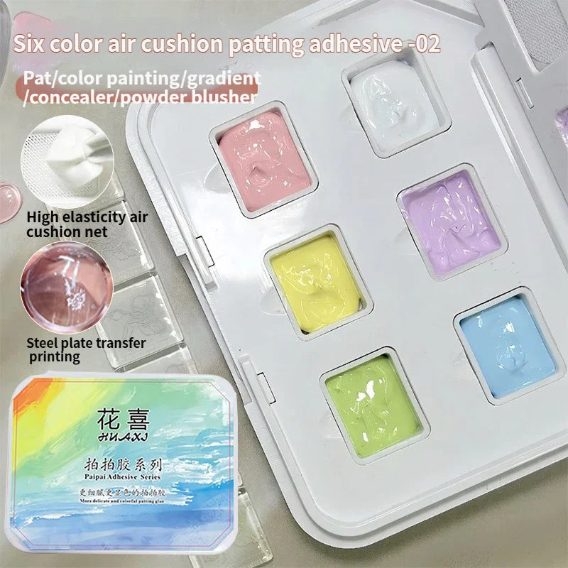 No‑wash Air Cushion Patting Gel Nail Polish 6 Colors Solid Painting Gel High Saturation Pigment Nail Gradient Blush Concealer HIP 6 Colors 02