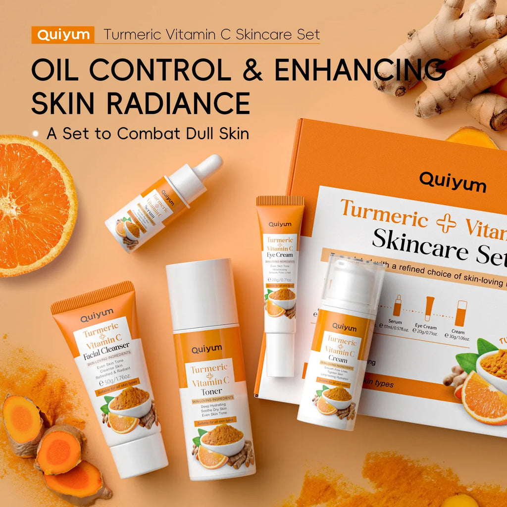 Turmeric Vitamin C 5-Piece Skincare Set – Hydrate & Brighten Skincare Gift Set HIP