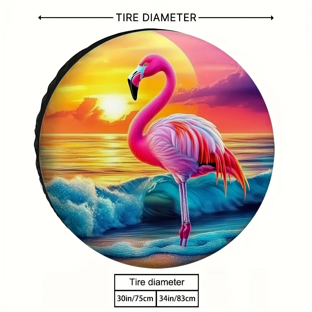 Flamingo Polyester Spare Tire Cover – Outdoor Wheel Protector Spare Tire Cover HIP