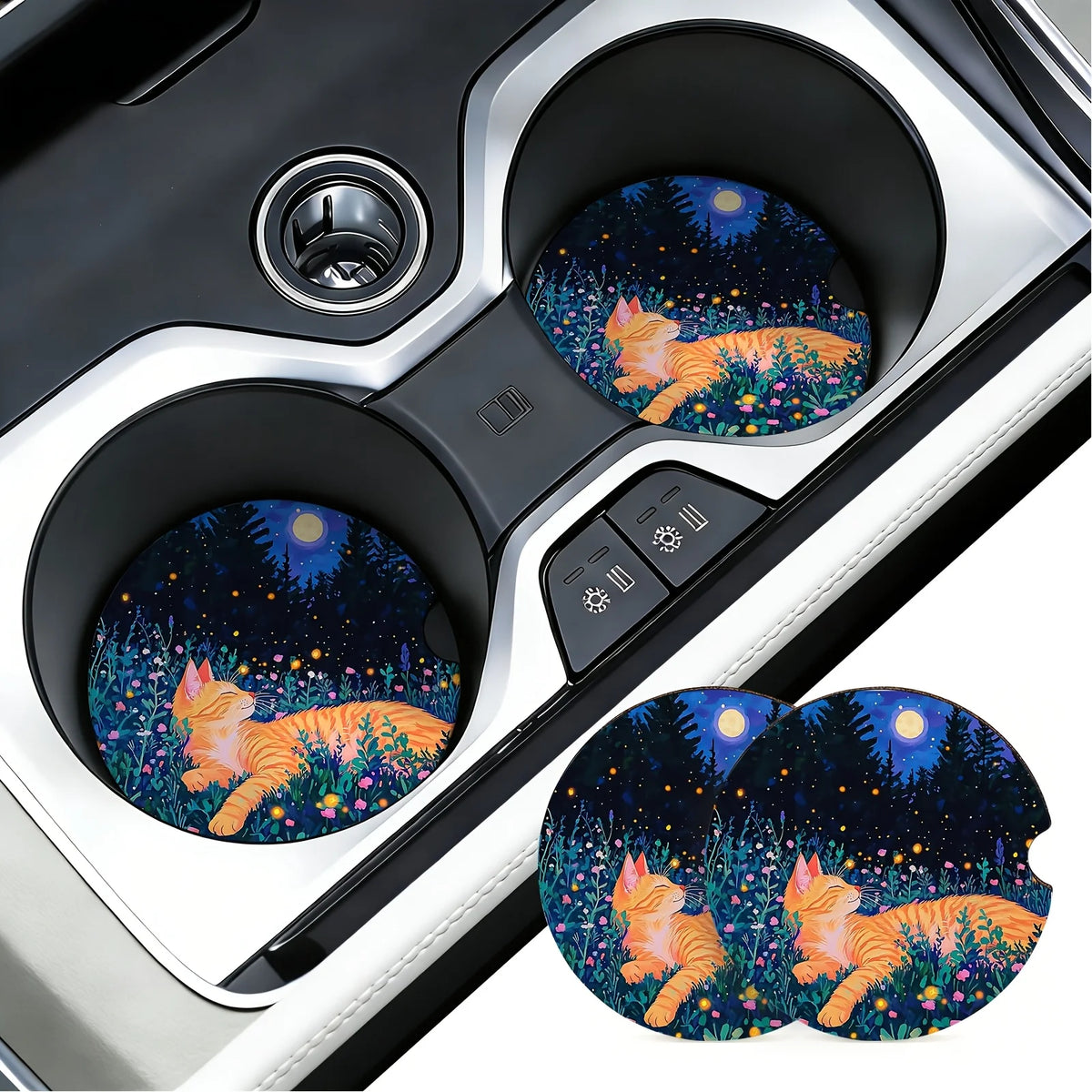 2-Pack Car Cup Holder Anti-Slip Coaster Mats | Stylish Car Cup Holder Mat HIP