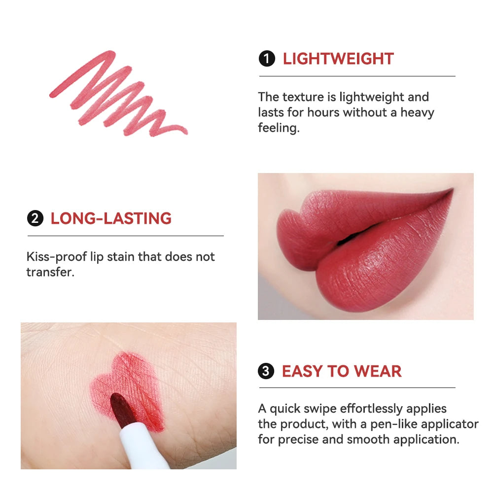 6Colors Lip Stain Pencil Liquid Lip Liner Waterproof Plumping Lip Tint Natural Matte Nude Brown Long Lasting Beauty Makeup Pen HIP