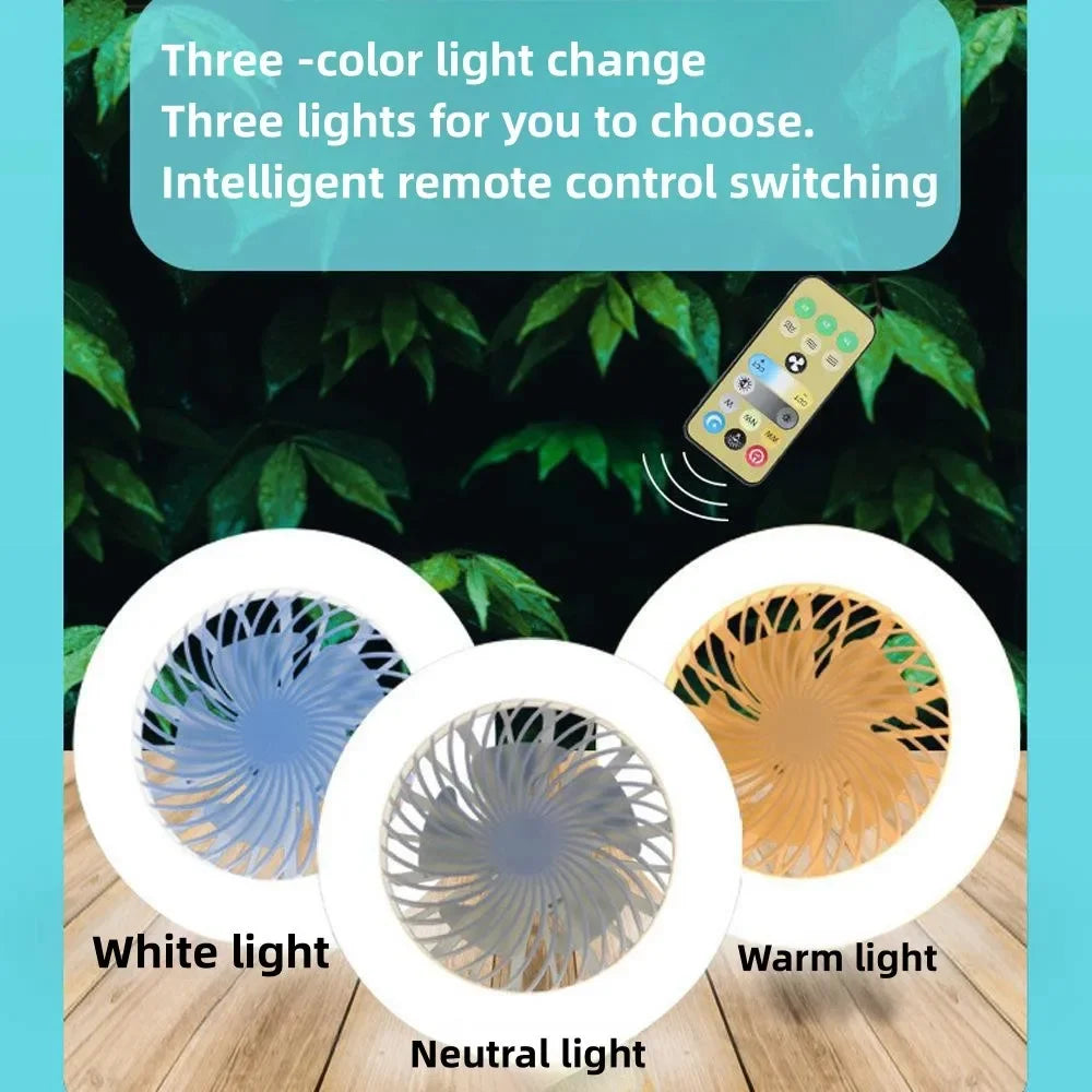 Ceiling Fan Light With Remote Control Dimmable 3 Light Color 3 Speed Ceiling Fans Lamp E27 Bulb For Living Room Bedroom Kitchen HIP