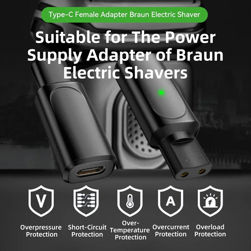 12V Type-C PD Charging Adapter for Braun Shavers Series 3 5 7 9 Shaver Charging Adapter HIP