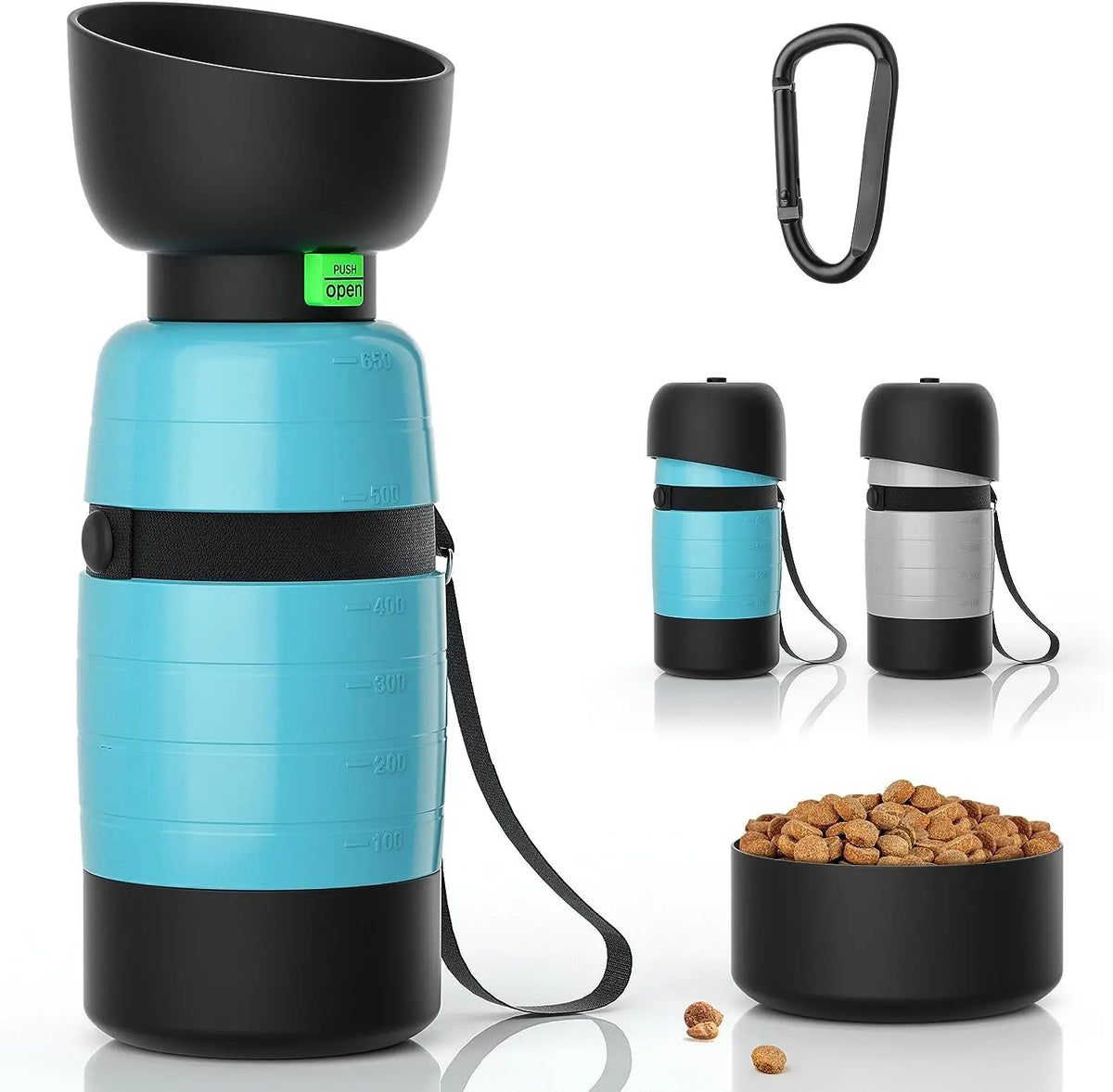 Portable Dog Water Bottle with Food Bowl & Container – 650ml Dog Travel Bottle HIP