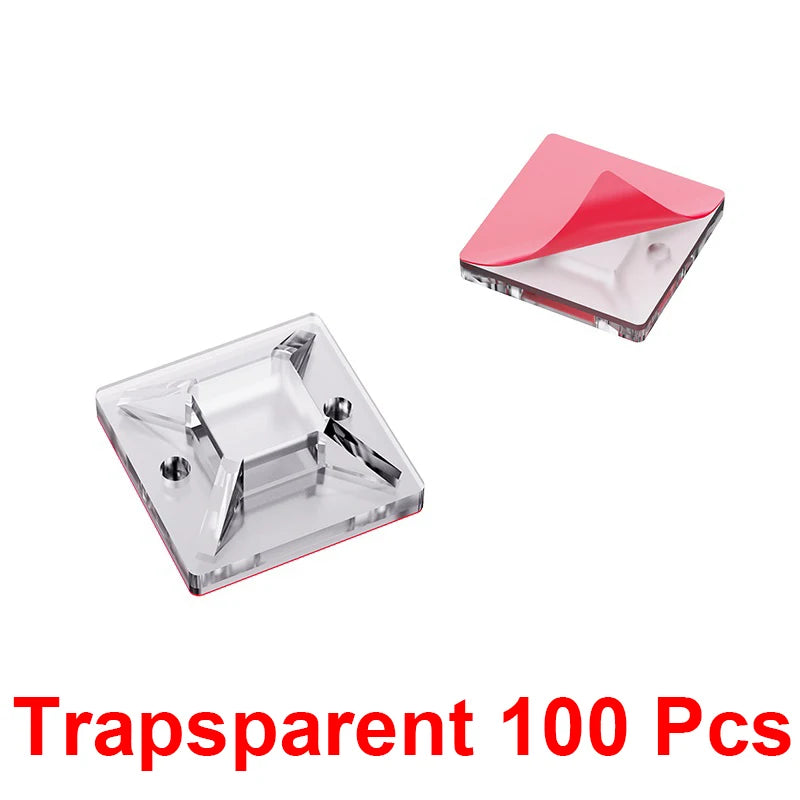 100-Pack Self-Adhesive Cable Clips – Wire Organizer Clamps Cable Organizer Clips HIP Transparent 100pcs