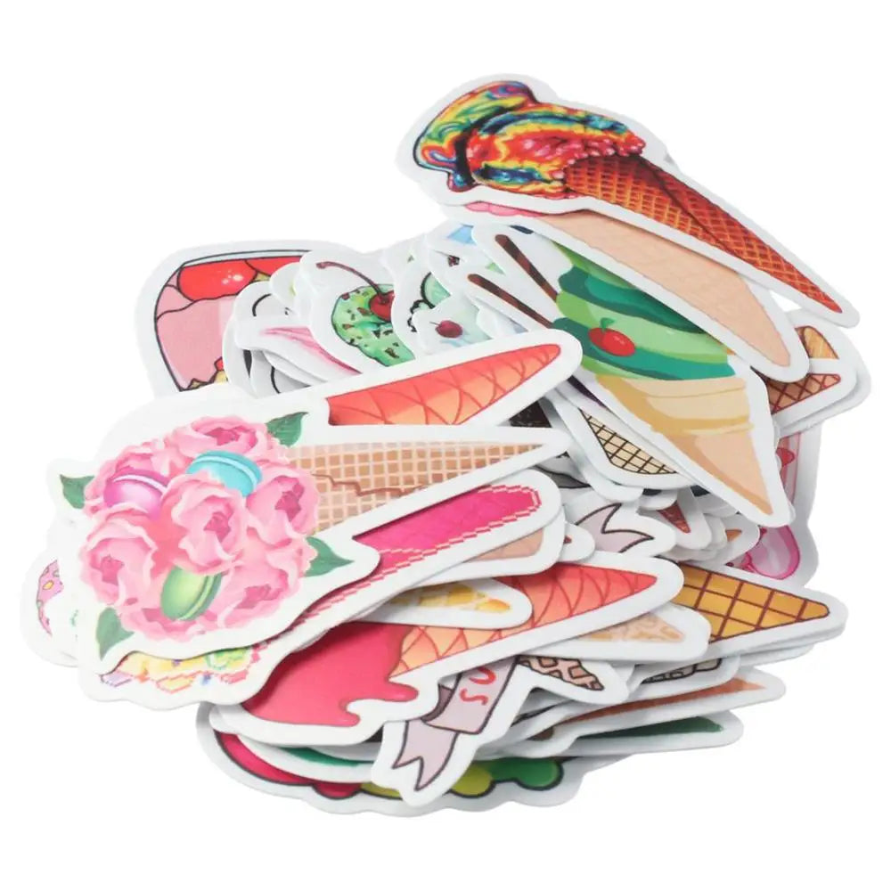100-Piece Cute Ice Cream PVC Stickers – Crafts & Decor Craft Sticker Pack HIP