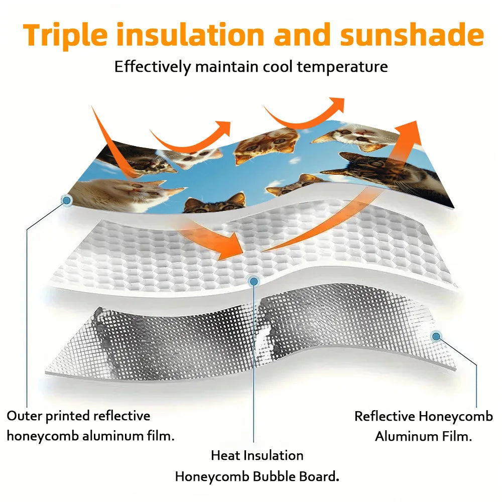 Cat Print Car Sun Visor – UV Protection & Cooling Sunshade Car Sun Visor HIP
