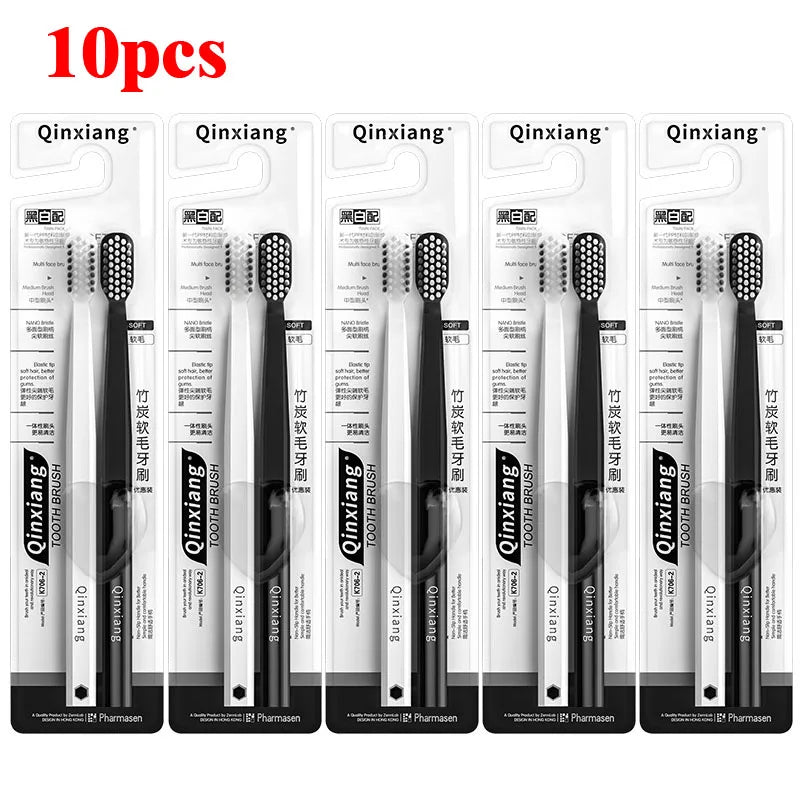 Bamboo Charcoal Soft Toothbrushes – Family Pack | RUZOFO Soft Bristle Toothbrush HIP 694-10pcs