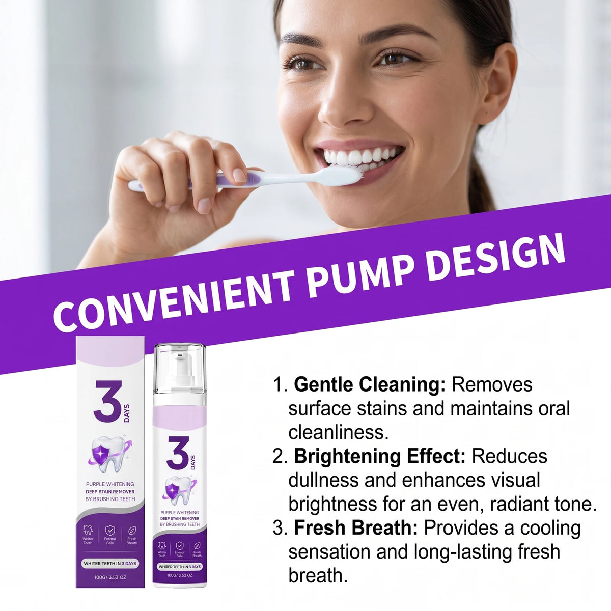 Purple Toothpaste – Brightening, Stain Removal & Fresh Breath Brightening Toothpaste HIP