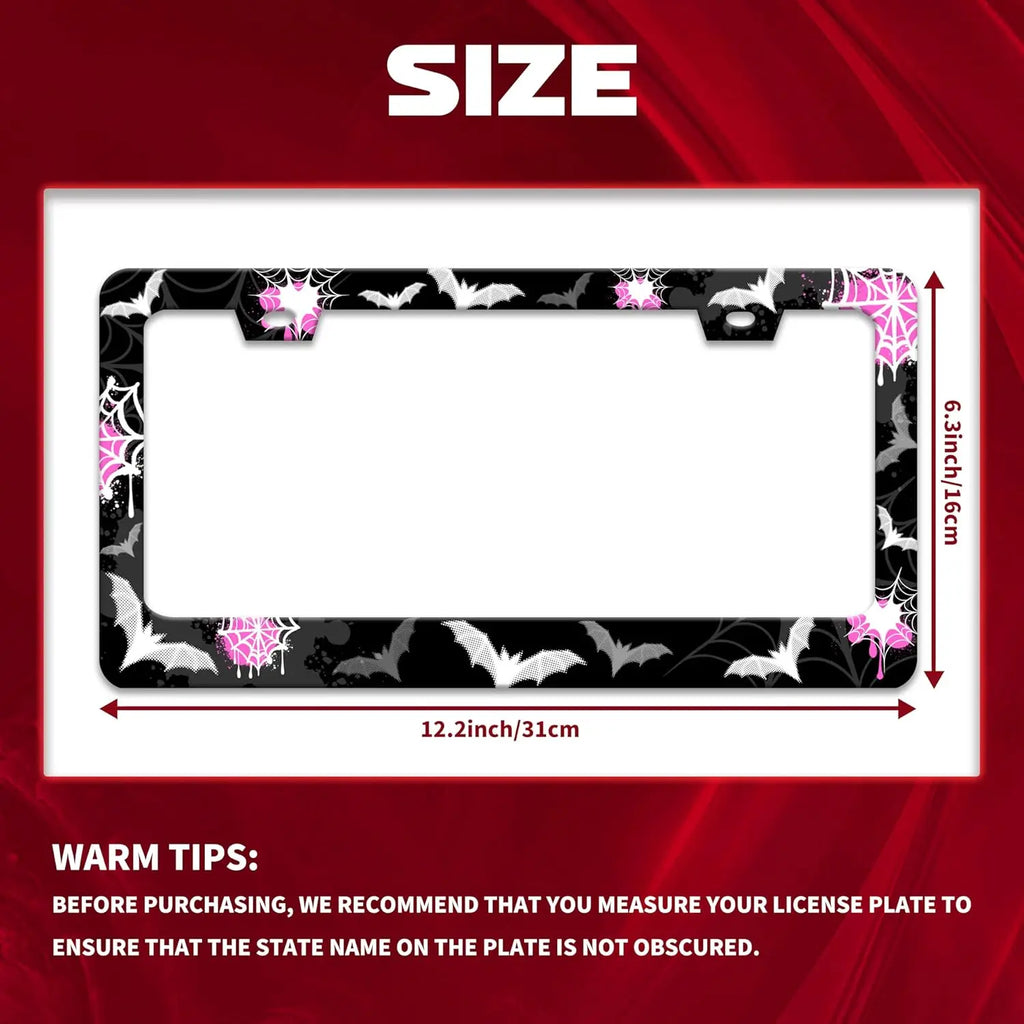 Gothic Bat Spider Web License Plate Frame – Stainless Steel License Plate Frame HIP