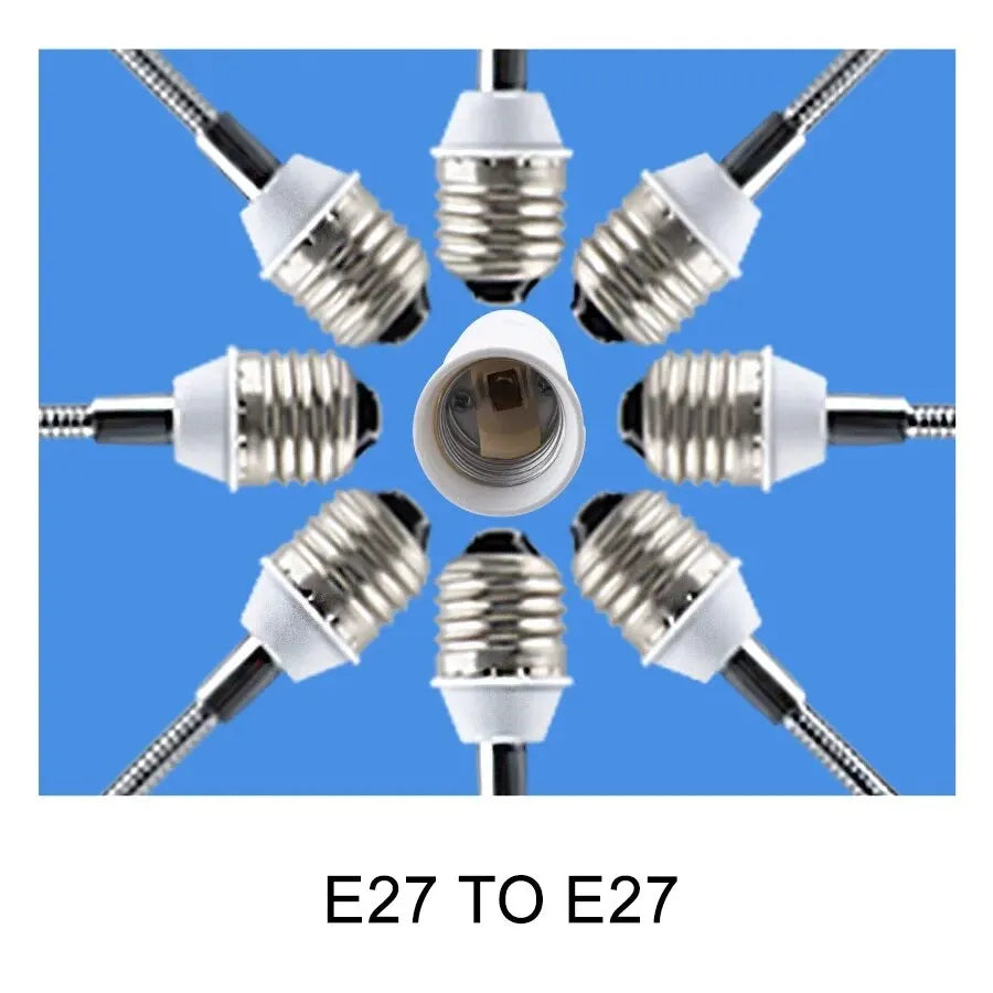 Flexible E27 to E27 Lamp Base Holder Bulb Socket Adapter 6/9/15/20/30/35/60cm Extension Light Socket Converter Fitting 110V 220V HIP