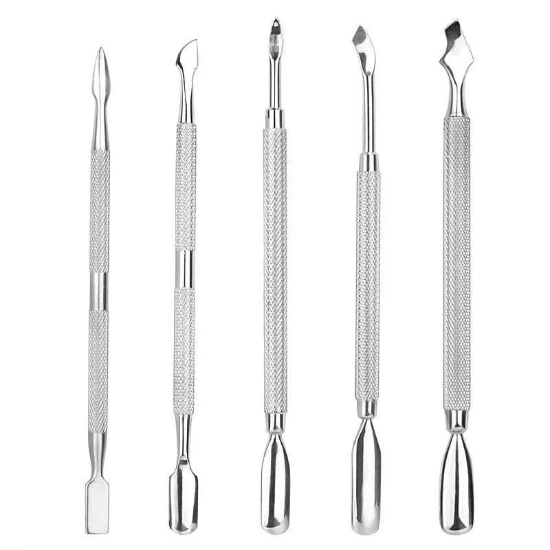 4 Pcs/Set Steel Double-Ended Cuticle Pusher Manicure Tool for Dead Skin Removal Nail Care Art Cleaner All-in-One Manicure Set HIP
