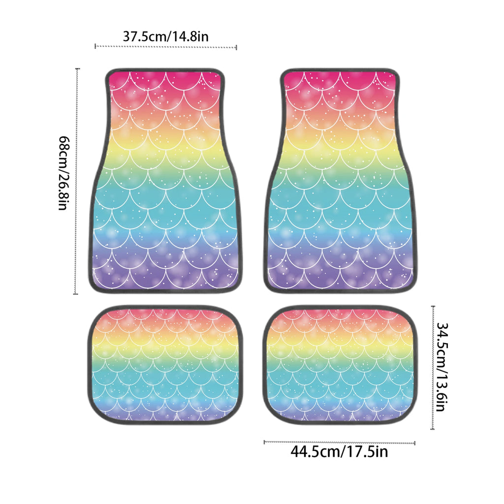 Rainbow Mermaid Scale Car Floor Mats 4-Piece All-Weather Set Car Floor Mats HIP
