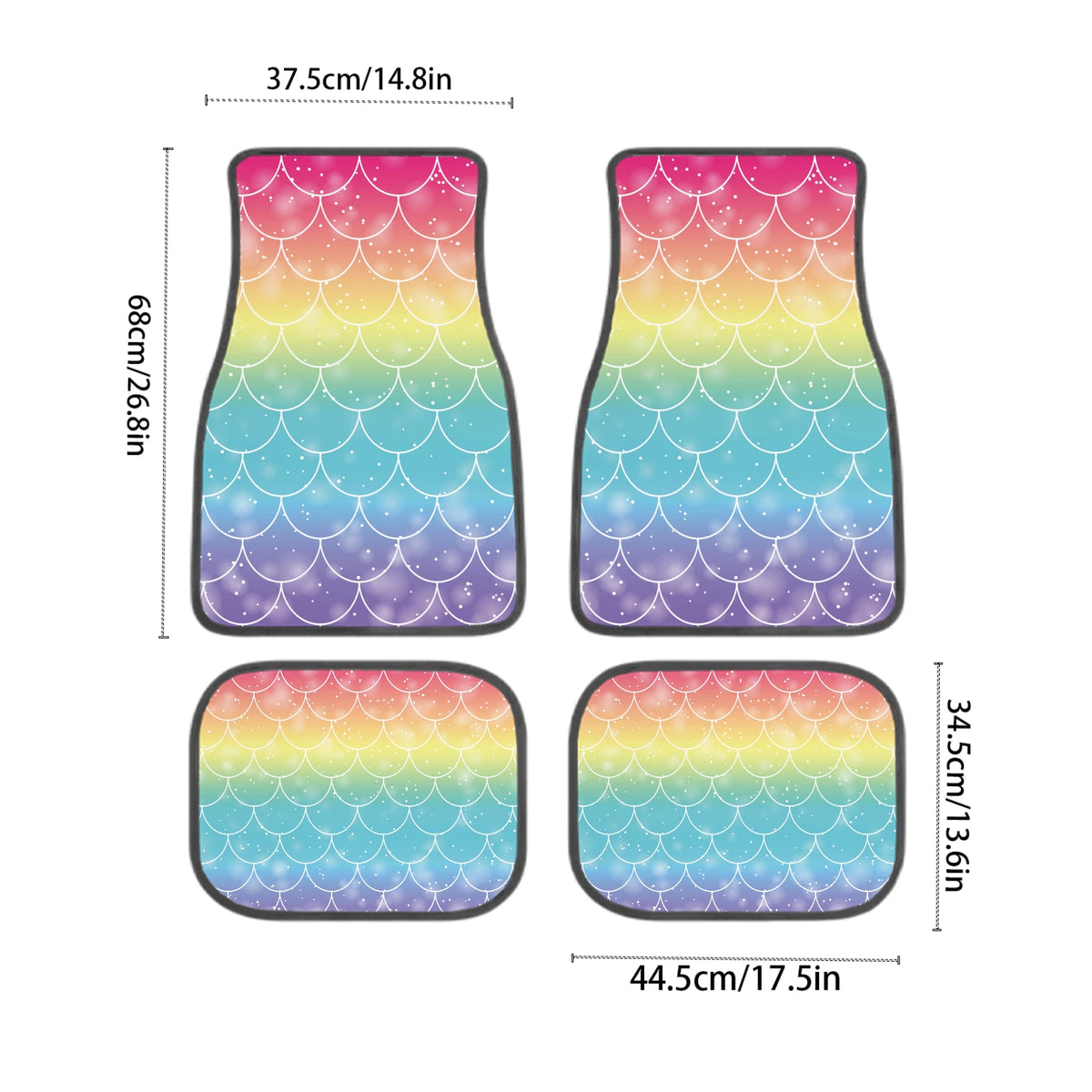 Rainbow Mermaid Scale Car Floor Mats 4-Piece All-Weather Set Car Floor Mats HIP