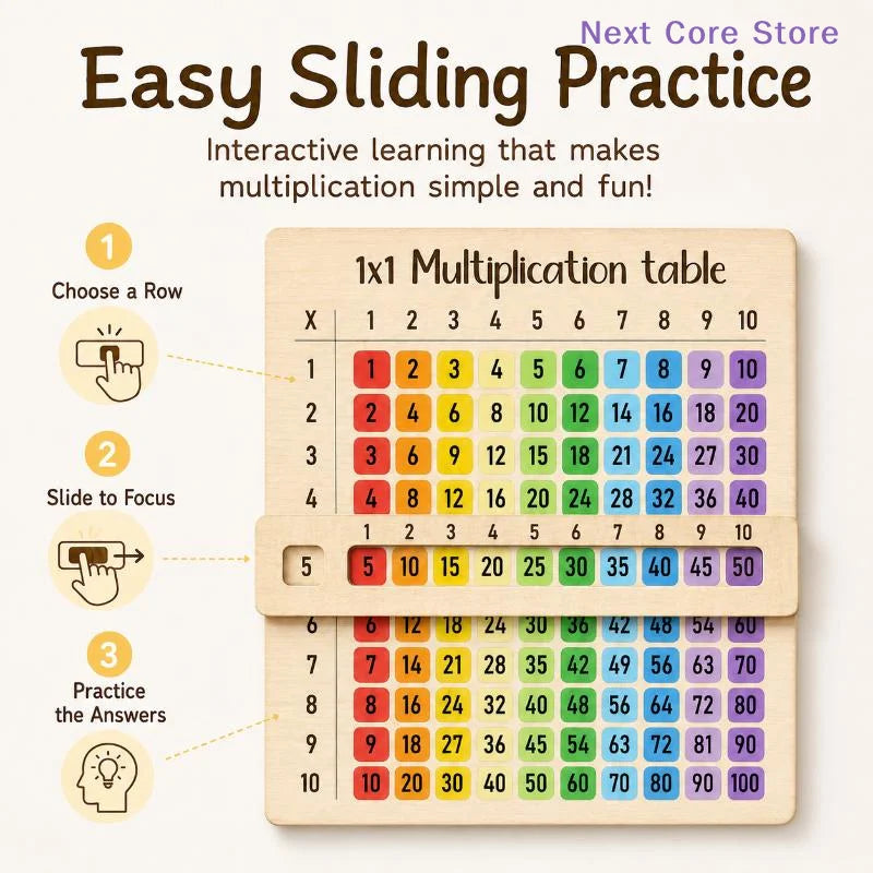 Wooden Sliding Multiplication Table Board for Kids | Math Toy Educational Math Board HIP