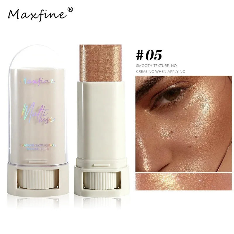 Shimmer Highlighter Stick Face Brightening Contour Stick Cream Glitter Makeup Waterproof Sweat-Proof Multi‑Use Cosmetic Makeup HIP 05