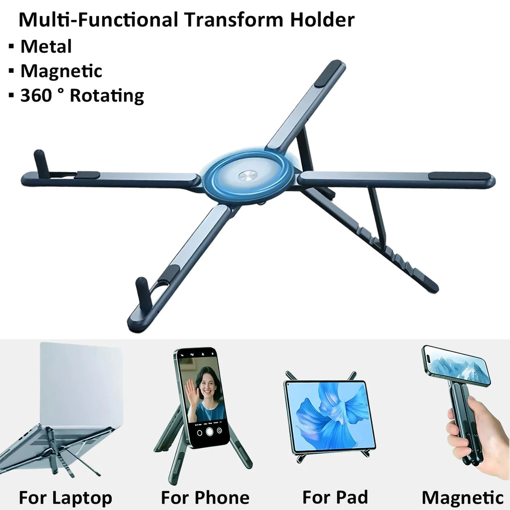3-in-1 Magnetic Phone Holder, Selfie Stick & Tripod | DOOCK Phone Tripod Stand HIP Gray