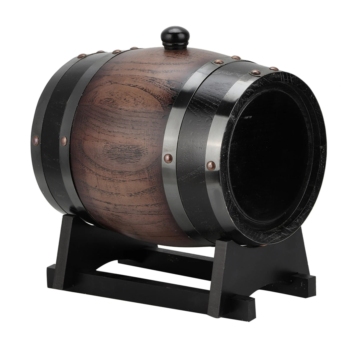 3L Vintage Striped Black Oak Red Wine Barrel Keg Bucket Container with Faucet for Brandy Whisky Wine Accessories HIP