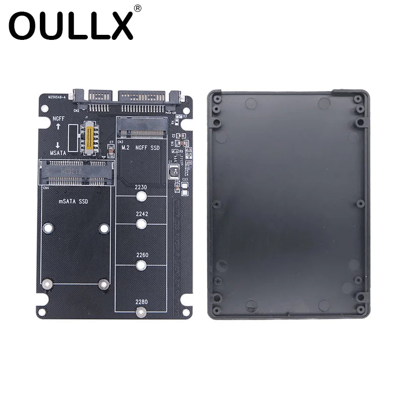 M.2 NGFF & mSATA to SATA 3.0 Dual SSD Adapter with Switch SSD Adapter Card HIP