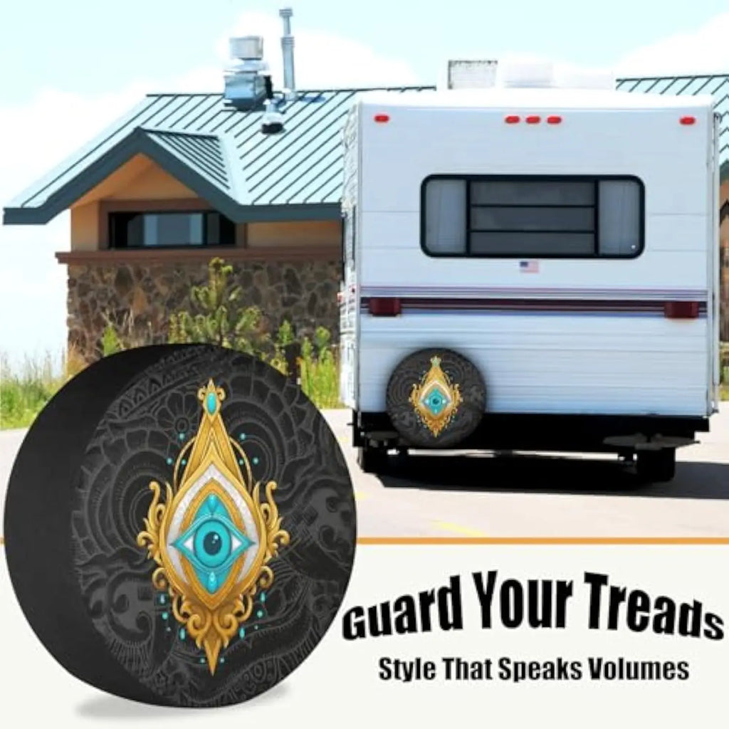 Mystic Evil Eye Spare Tire Cover – Weatherproof, 14"–17" Fit Spare Tire Cover HIP