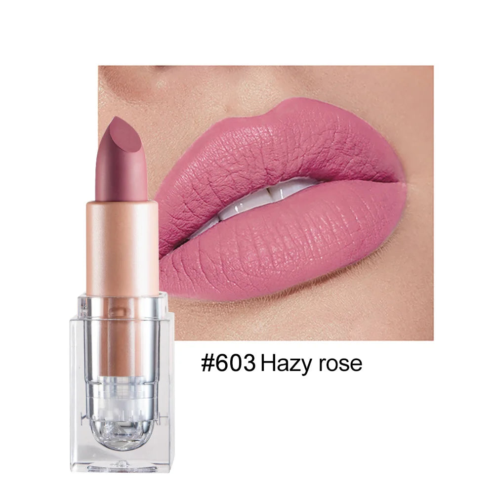 HANDAIYAN Matte Nude Lipstick – Velvet, Waterproof, Long-Lasting Matte Lipstick HIP 603 Hazy rose 3.5g Full Size